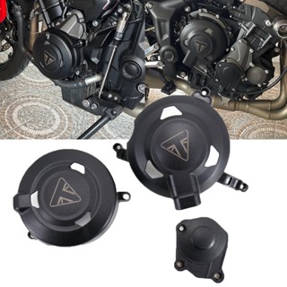 ฝาครอบเครื่องยนต์ ไนล่อน กันกระแทก ลายโลโก้ มีลายด้านข้าง สําหรับ Triumph trident660 trident 660 2021