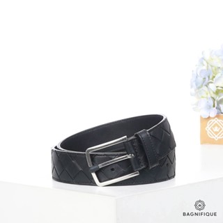 BOTTEGA BELT 3.5 CM 85 CM BLACK BIG STRIP SHW