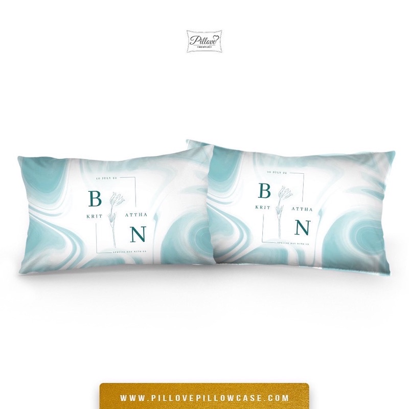 ปลอกหมอนคู่รักสั่งทำ พื้นคละสี ขนาดมาตรฐาน 50*75 cm