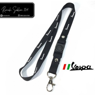 Vespa LANYARD สายคล้องคอ โลโก้ VESPA ที่แขวนโทรศัพท์มือถือ ป้ายชื่อ บัตรประจําตัว พวงกุญแจ แหวนคอพิมพ์เต็ม