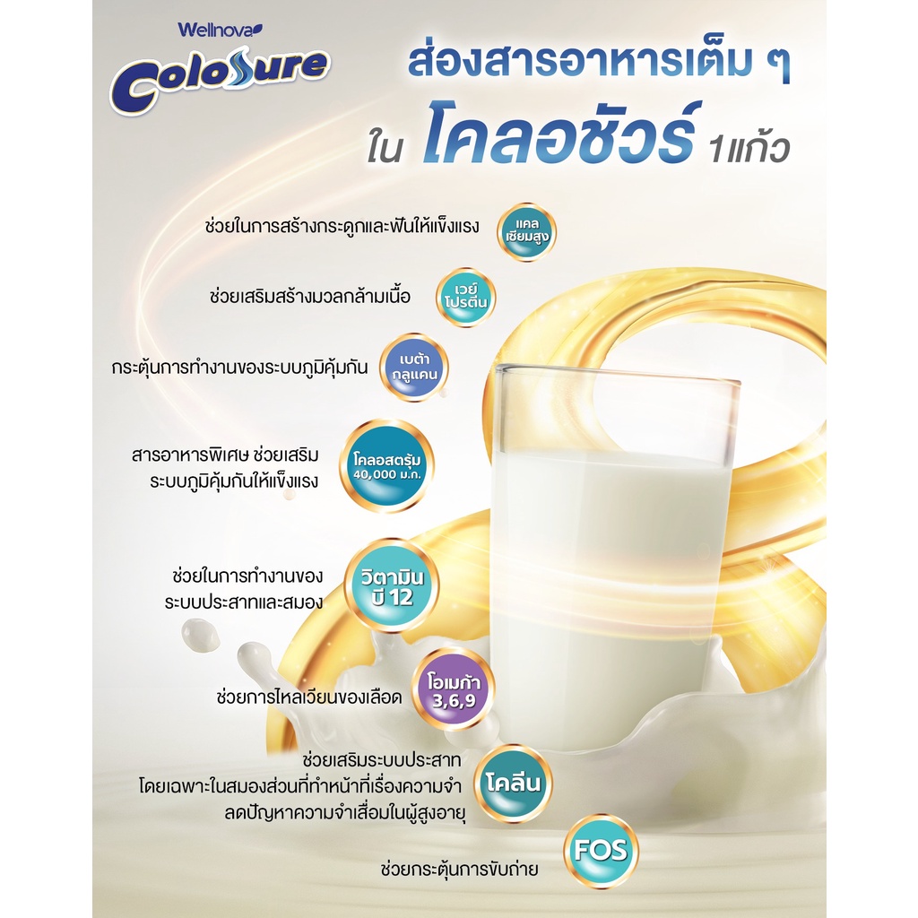 Colosure โคลอชัวร์ ผลิตภัณฑ์เสริมอาหาร มีโคลอสตรุ้ม ไขมันต่ำ ไม่เติม ...