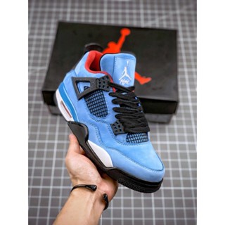 ใหม่ travis Scott x Air Jordan 4 รองเท้าผ้าใบลําลอง สําหรับผู้ชาย ผู้หญิง เหมาะกับการเล่นบาสเก็ตบอล