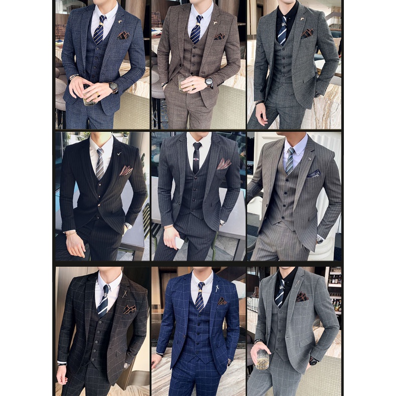 Size 7XL ( Jacket   Vest   Pants ) Brand Boutique Lattice Retro Design Mens Casual Business Slim Suit Groom Wedding Dr00 #4