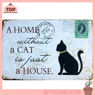 Myhome แสตมป์โลหะ ลายแมวดํา สไตล์เรโทร สําหรับตกแต่งผนัง ผับ บาร์