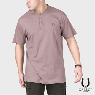 GALLOP : เสื้อยืดคอกระดุม T-SHIRT (Henley neck)  รุ่น GT9119 สีน้ำตาล