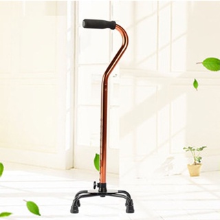 1 Cane Straight Bronze Practical Four-leg Aluminium Alloy Walking Tool for Men Patients