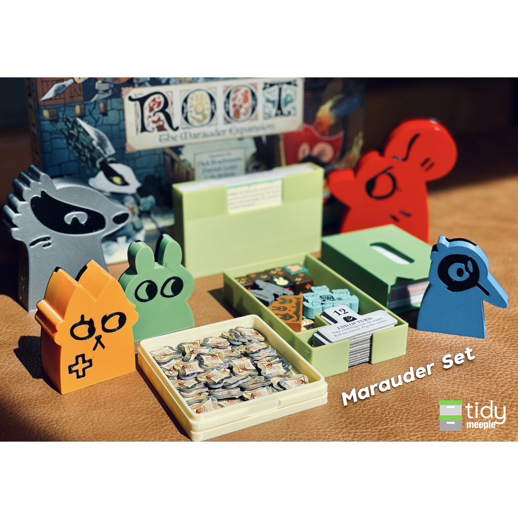 Tidy Insert สำหรับ Root: The Marauder Expansion + Riverfolk & Underworld Hirelings  + Landmark Pack + More Hirelings