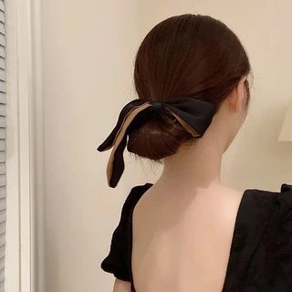 ใหม่สีดําสีขาวกุทัณฑ์ริบบิ้นเชือกผมหางม้าเครื่องประดับผมสําหรับสาวน่ารัก