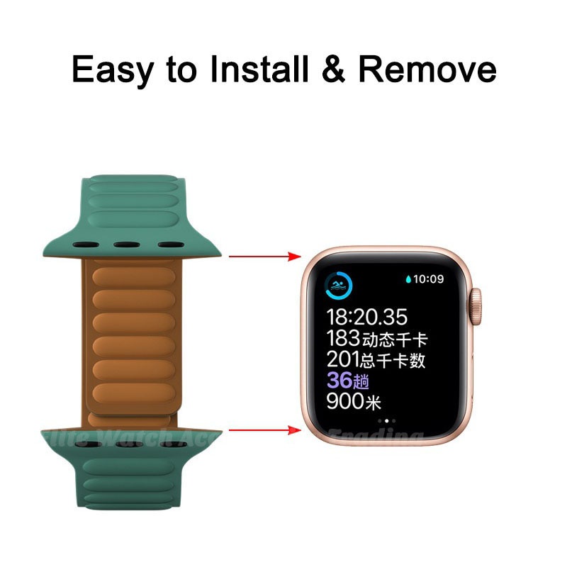 สายนาฬิกาข้อมือซิลิโคน แม่เหล็ก สําหรับ iWatch band 49 มม. 44 มม. 40 มม. 41 มม. iWatch series 8 ultra 7 6 SE 5 4 3 2 1 Sport Rubber bracelet 45 มม. 42 มม. 38 มม.