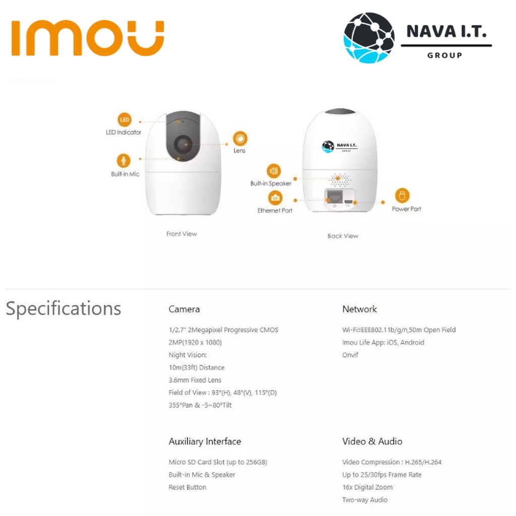 🛵มีส่งด่วน💨 IMOU A2 3MP กล้องวงจรปิด มีฟังชั่นจับภาพตามคน ประกัน 2 ปี