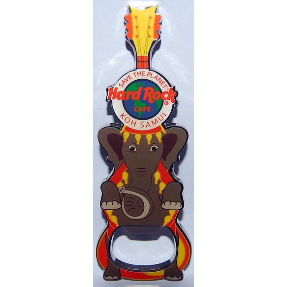 Hard Rock Cafe KOH SAMUI Save The Planet Elephant ที่เปิดขวดกีตาร์ Magnet & HRC แท้