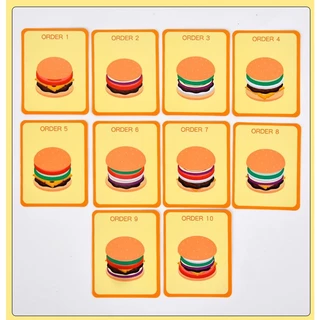 * ออกบิล (ทักแชท)ของเล่นจำลอง แฮมเบอร์เกอร์ แซนวิช + การ์ดโจทย์ตกแต่งอาหาร