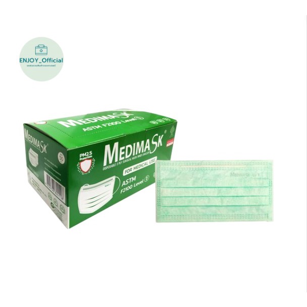Medimask เมดิแมส หน้ากากอนามัย 3 ชั้น (สีเขียว)