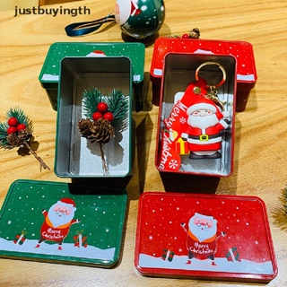 [JBTH] Christmas Storage Tin Box Portable Square Christmas Cookie Tins Santa Tinplate Candy Boxes Gift Box Home Metal Storage Container [JB]