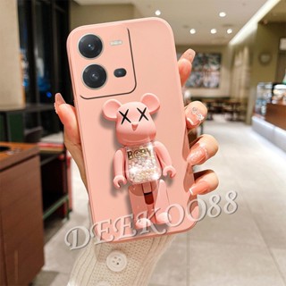 เคสโทรศัพท์มือถือแบบนิ่ม ลายหัวใจน่ารัก พร้อมขาตั้งหมี สําหรับ VIVO Y35 Y22 Y22S Y16 Y77 Y02S V25 Pro 5G V25e 4G X80 Pro Y35