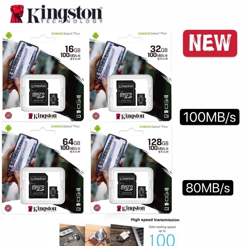 เมมโมรี่การ์ด Kingston 16GB 32GB 64GB 128GB Micro SD SDHC Class ของแท้