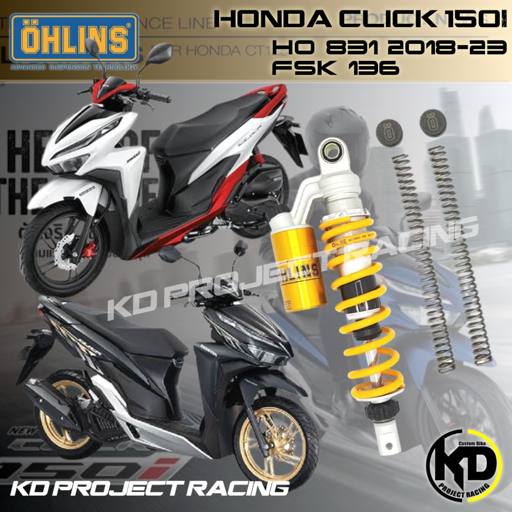 โช๊คหลังOHLINS HO831 และ สปิงโช๊คหน้า FSK170Honda Click i 150 (โช๊คสูง333 mm) 2018-2023