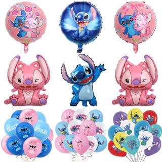 ลูกโป่ง Lilo ลายดิสนีย์ 1 ชิ้น &amp;amp; ลูกโป่งยาง รูปการ์ตูน Stitch สีชมพู สําหรับตกแต่งปาร์ตี้วันเกิดเด็ก ของขวัญคริสต์มาส