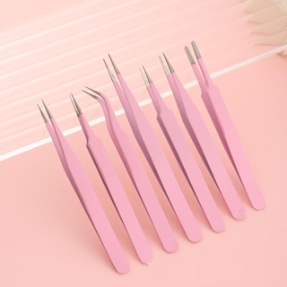 1 PC Eyelashes Curved Straight Tweezers Stainless Steel Superhard Tweezers High Precision Anti-static Tweezers Professional Makeup Tools 3 Colors