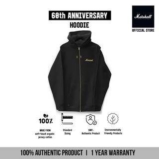 Marshall Travel เสื้อฮูดดี้มาร์แชล รุ่น 60th Anniversary Gold  Hoodie / เสื้อกันหนาวสีดำ / Jacket ผู้ชาย / ผู้หญิง