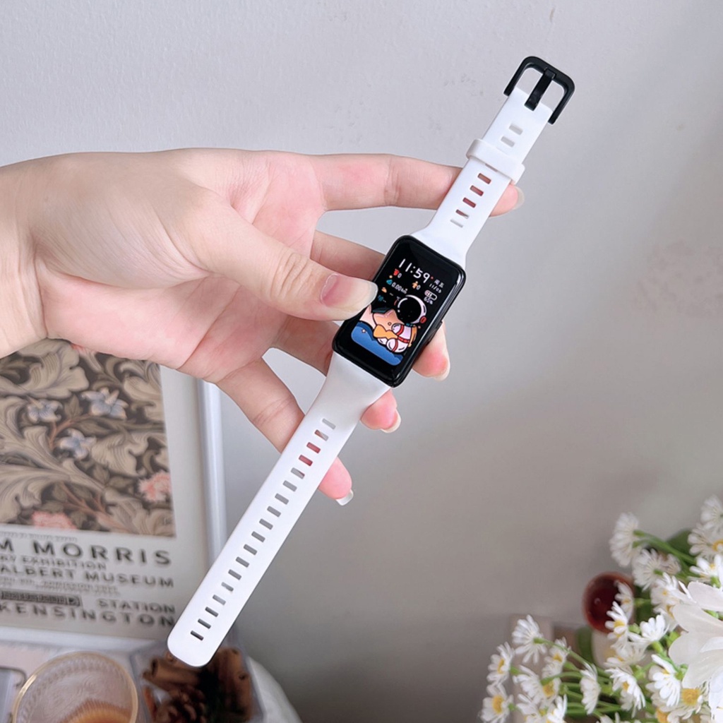 สายนาฬิกาซิลิโคน Huawei Band 6 สายนาฬิกาซิลิโคนทดแทนกันน้ำและทนทาน Honor Band 6