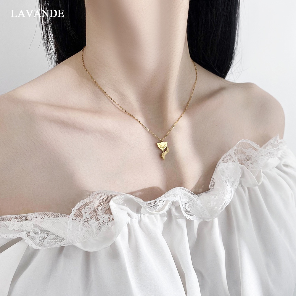 [LAVANDE] สร้อยคอเหล็กไทเทเนียม Fox 18K Titanium Alloy High-Grade Frosted สร้อยคอสไตล์เรียบง่ายสร้อยคอไม่ซีดจางเวอร์ชั่นเกาหลีเครื่องประดับสแตนเลส 1Q2E