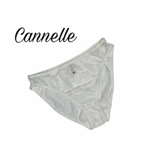 Cannelle Lingerie Panty bikini กางเกงชั้นในทรงบิกินี่สีขาวลูกไม้ด้านหน้า ด้านหลังผ้าลื่นใส่สบาย Size M L