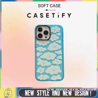 Casetify เคสป้องกันโทรศัพท์มือถือใส แบบนิ่ม ลายก้อนเมฆ กันกระแทก สําหรับ iPhone 14 13 12 11 Pro Max