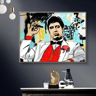 โปสเตอร์ภาพวาดกราฟฟิติ Tony Montana Portrait สําหรับตกแต่งบ้าน ห้องนั่งเล่น