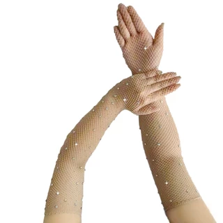 ถุงมือตาข่ายดิดเพชร ถุงมือแฟชั่น