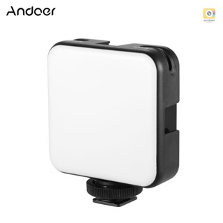 Andoer W64 Mini Bi-color Vlog LED Light 2500K-6500K Dimmable 6W Built-in Rechargeable Battery with 3 Cold Shoe Mounts Compatible with    DSLR Camera, Pack of 1pcs