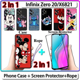 2 IN 1 เคส พร้อมกระจกนิรภัยเซรามิก ป้องกันหน้าจอ แบบโค้ง สําหรับ Infinix Zero 20 X6821