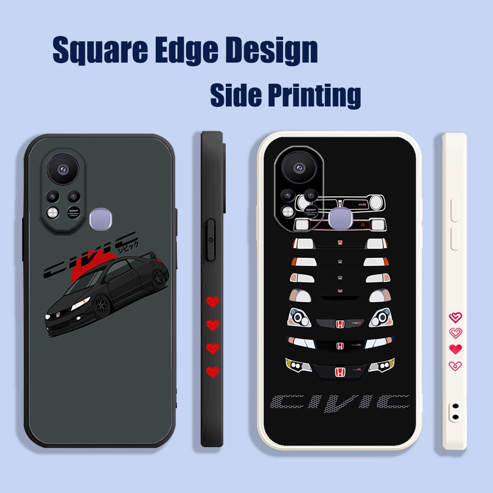 รถ Civic Jdm โลโก้ออกแบบ QSK11 สําหรับ Huawei Nova 3i 7i 8i 5T Y9S เคสโทรศัพท์ขอบสี่เหลี่ยม