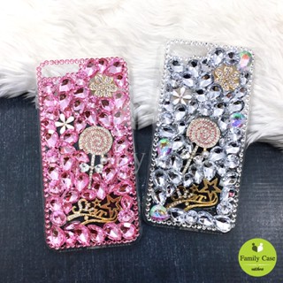 I7+/11/11pro max/12pro max เคสมือถือคริสตัลหรูหรา ขอบนิ่มใสประดับเพชรอะไหล่อมยิ้ม candy