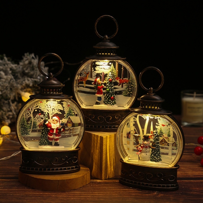 Christmas Tree Decorations Lighted Snow Globe Battery Operated Led