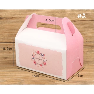 กล่องเค้กหูหิ้ว(ไม่มีถาดรองขนม)ขนาด 9x16.5x10.5 cm.