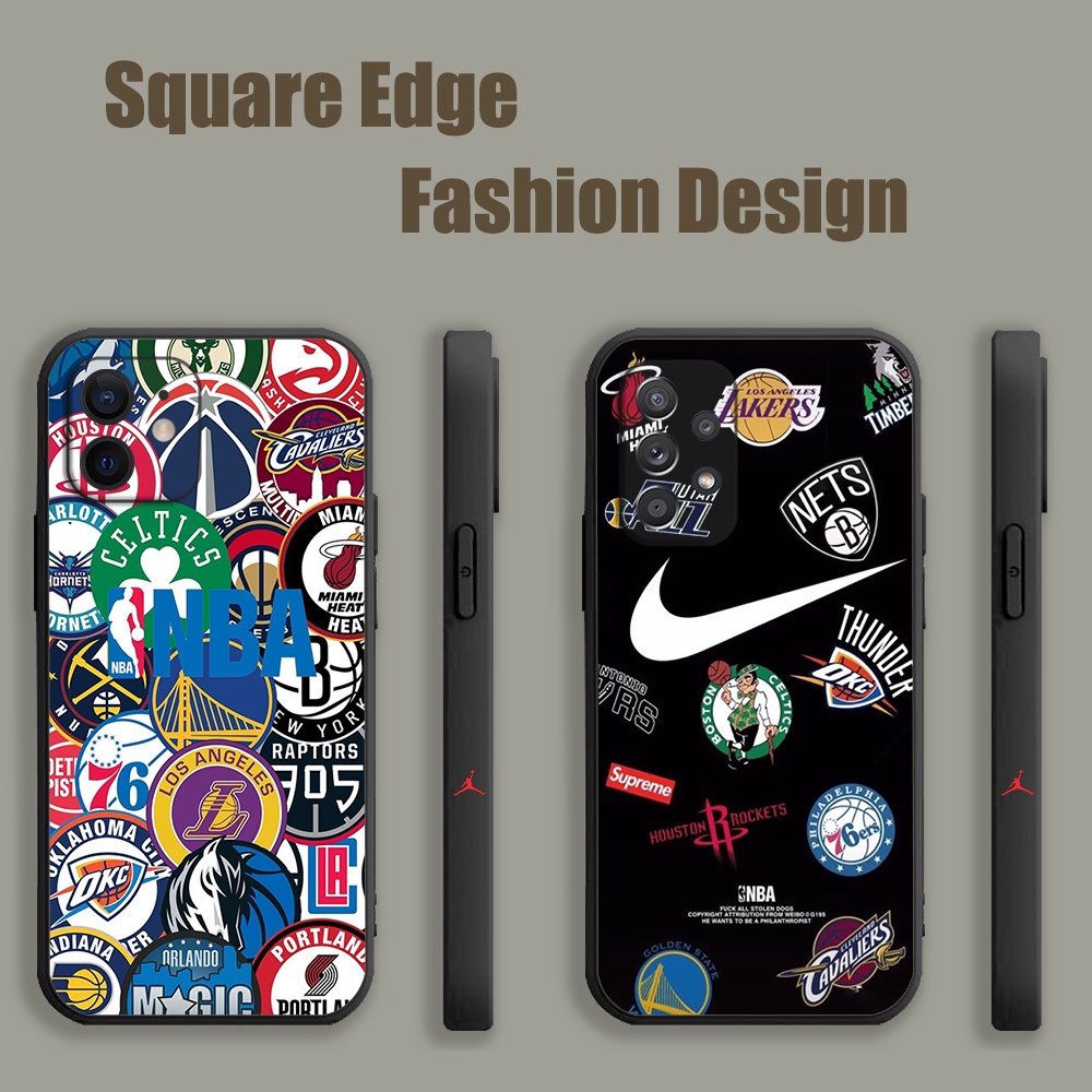 ปลอกสําหรับ Samsung A7 2018 A13 Lie A01 A3 M01 Core บาสเกตบอล NBA โลโก้ออกแบบ WZI02 เคสโทรศัพท์ขอบสี