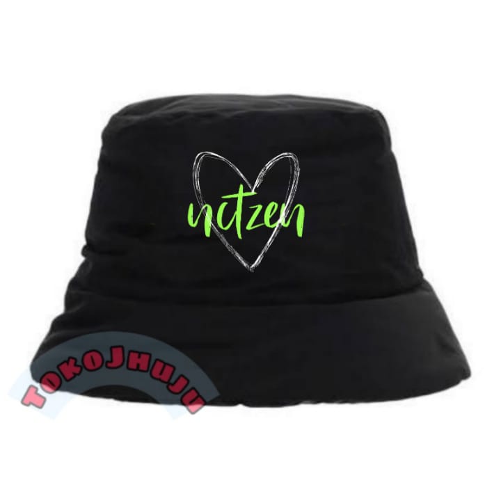 HIJAU NCT Zen Busket Hat สีเขียวรักโลโก้สีขาว