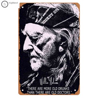 แผ่นป้ายโลหะดีบุก ลาย Willie Nelson สไตล์วินเทจ สําหรับบาร์ ผับ คาเฟ่