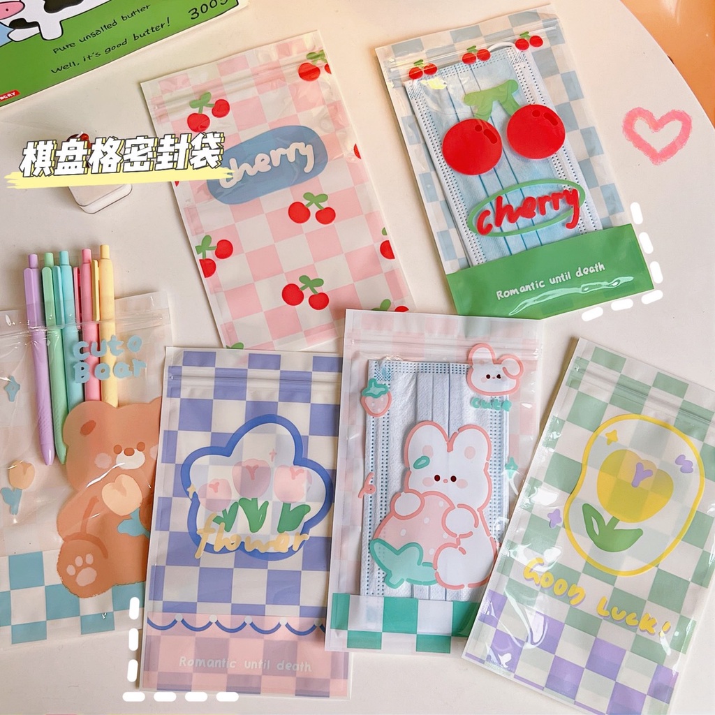 (มี22แบบ) พร้อมส่ง ถูกสุด ซองซิป ถุงซิป พลาสติก กันน้ำ ซองเก็บหน้ากากอนามัย ลายน่ารัก ถุงใส่แมส ถุงใส่ขนม ซองใส่แมส