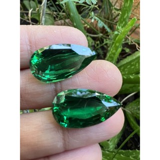 Synthetic Lab Green Emerald pear 22x12- 23cts(2pcs)