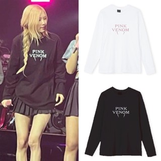 เสื้อยืดแขนยาว ทรงหลวม ลายศิลปินเกาหลี BLACKPINK BORN PINK World Tour JISOO