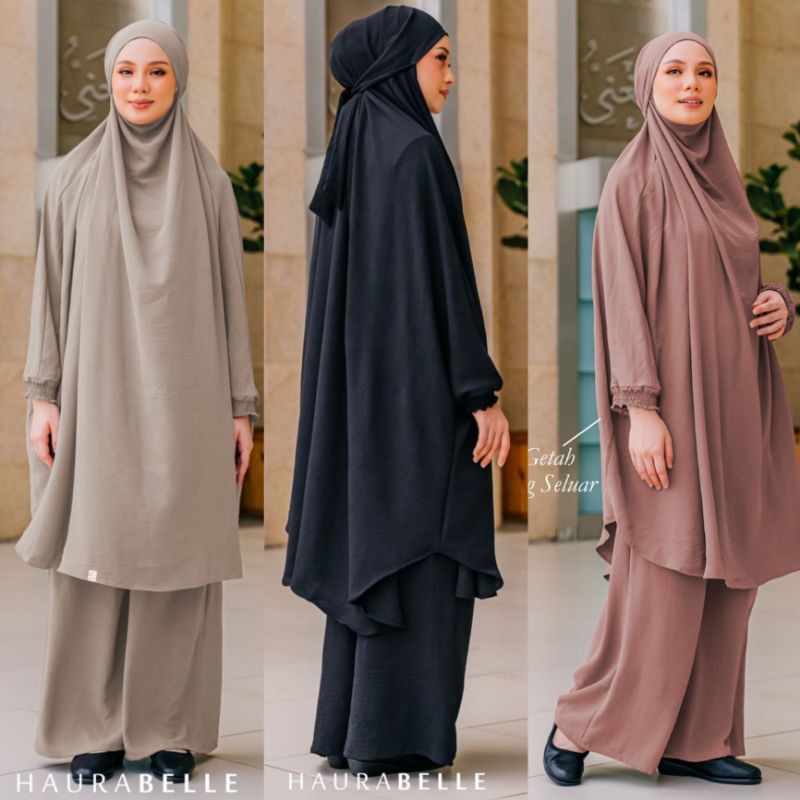HAURABELLE WARDA SET SUIT UMRAH MATERIAL SEJUK และ IRONLESS