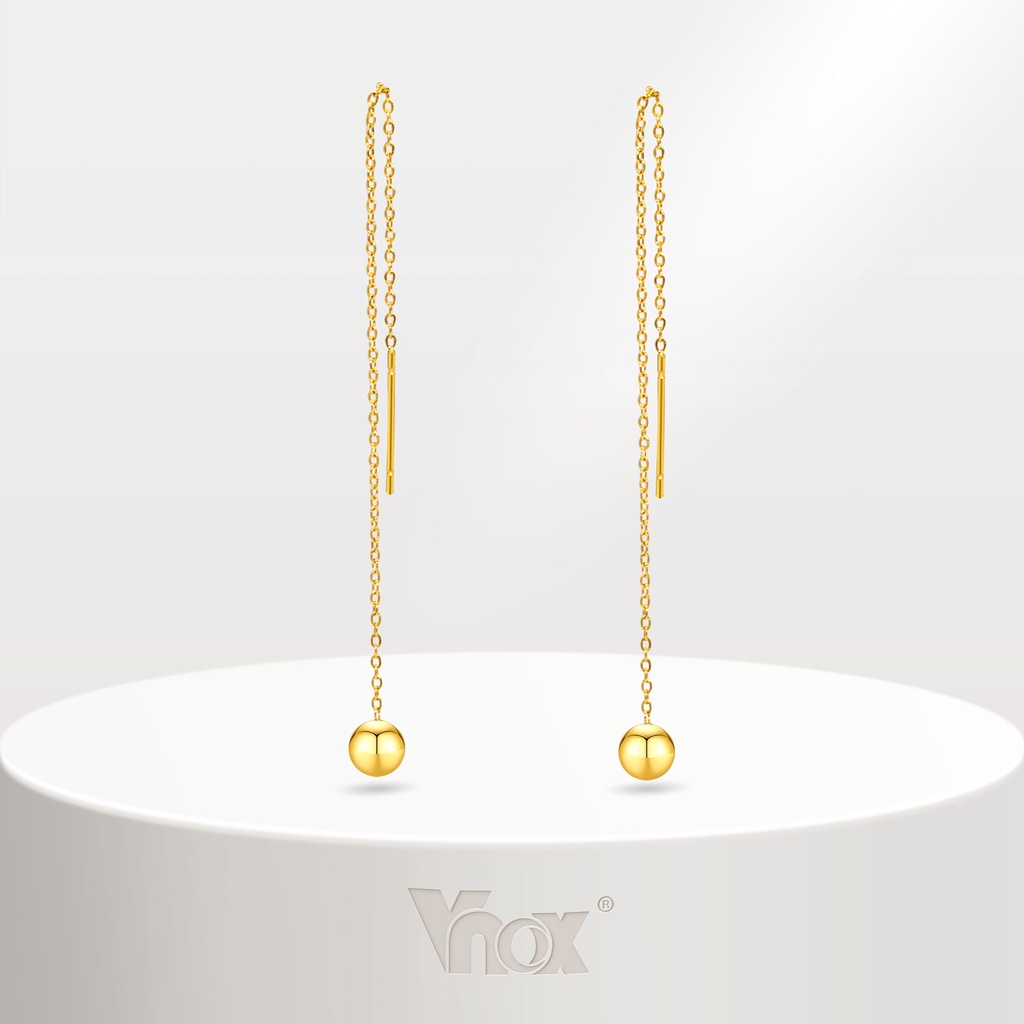 Vnox ต่างหูเหล็ก รูปลูกบอล สีทอง ใช้แล้วไม่แพ้ สําหรับผู้หญิง