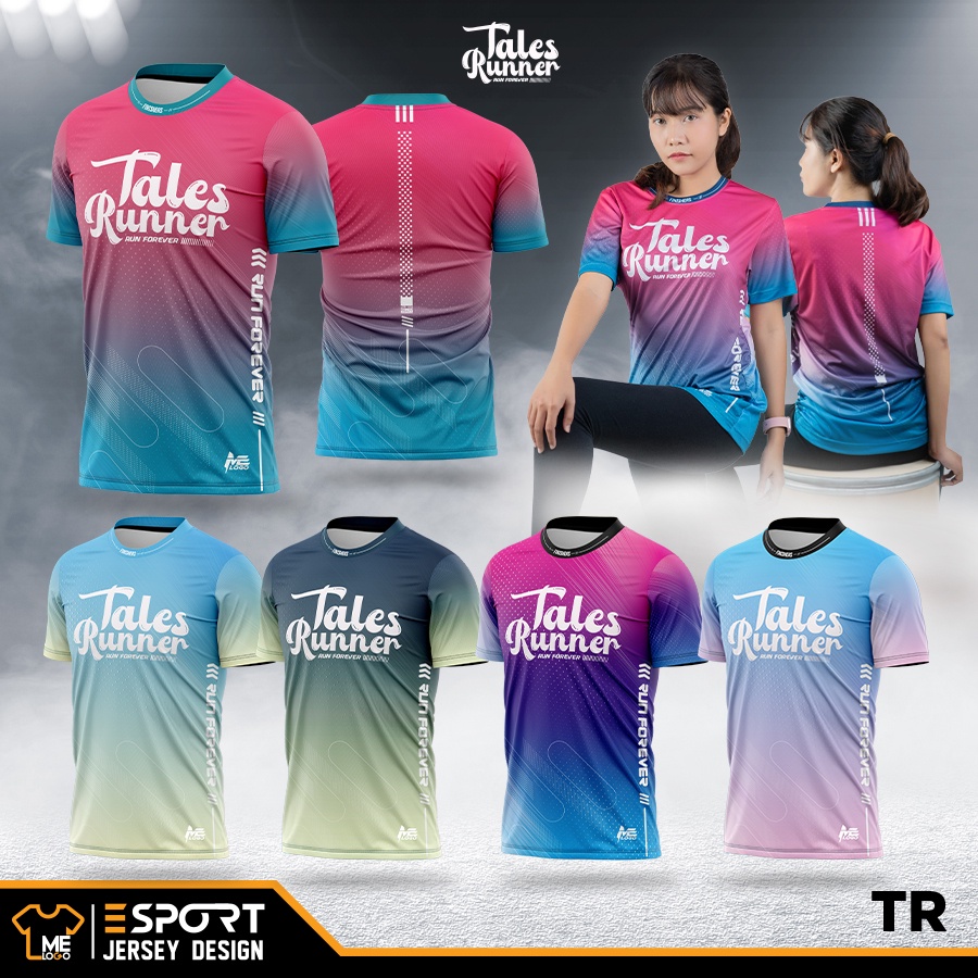 เสื้อกีฬาผู้ชาย ผู้หญิง (TR.01-TR.05) พิมพ์ลายทั้งตัว ใส่วิ่งเบาสบายระบายอากาศได้ดี