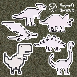 ʕ •ᴥ•ʔ ✿ พร้อมส่ง : เข็มกลัดเซ็ทไดโนเสาร์ทีเร็กซ์สีขาว | White T-REX Dinosaur Enamel Brooch Pin Set.