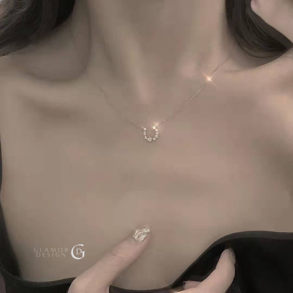 GLAMOR สร้อยคอเพชร Lucky U สร้อยคอเงินแท้ สร้อยคอแฟชั่น ของขวัญให้แฟน สไตล์ใหม่ ขายดี