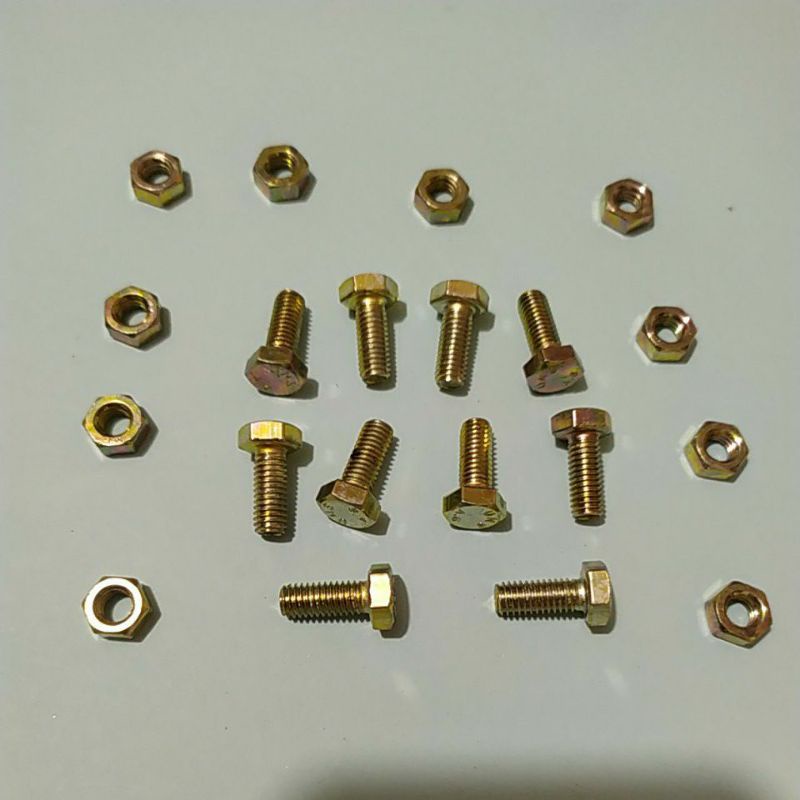 น็อตและน็อต m6x20 สีเหลือง 10 ชิ้น กุญแจ10