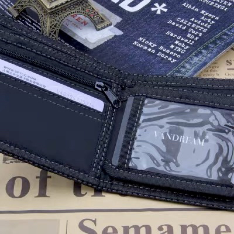 Leefo Denim Wallet Men Jeans Wallet Bifold Fashion Purse