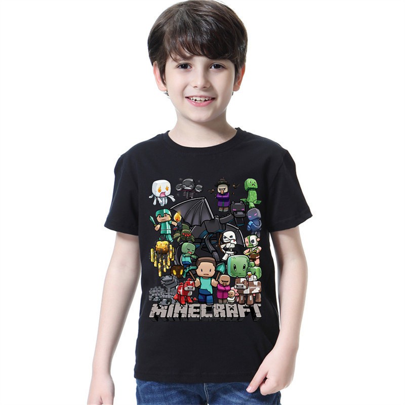 5 a r P z Y 7 u เสื้อยืดแขนสั้น ลาย minecraft สำหรับเด็กผู้ชาย
